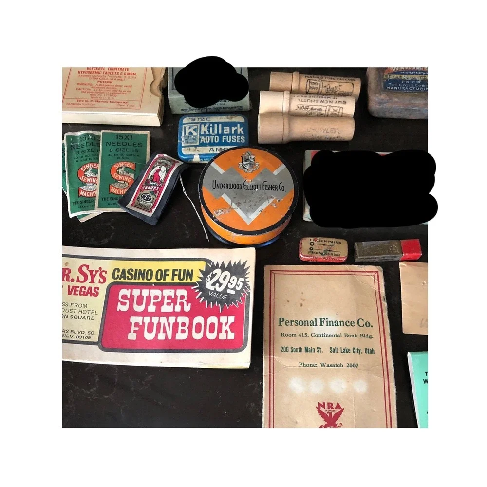 Vintage Ephemera Lot Singer Sewing Underwood Tin Las Vegas Funbook Ace Office